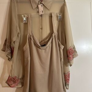Elegant Beige and Pink Women's Top